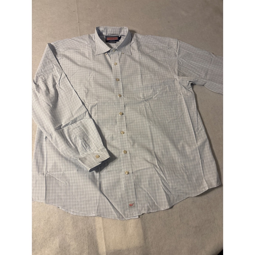 Vineyard Vines Murray Shirt Mens XL Blue White Tattersall‎ Check Cotton
